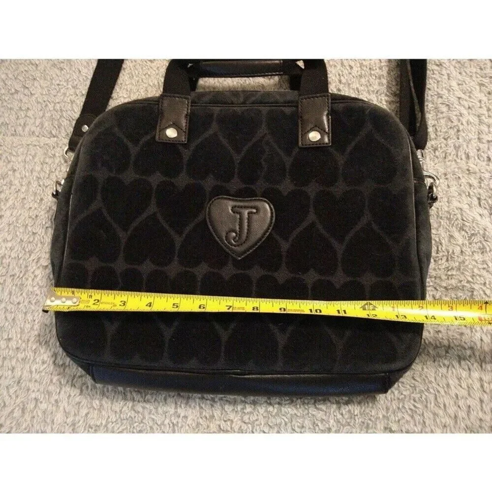 Juicy couture black velour heart laptop computer bag Vintage Y2k